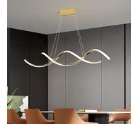 Lustres simples modernes à LED, longs lustres dorés for salle à manger, éclairage de décoration intérieure en acier inoxydable, éclairage suspendu for îlot de cuisine, luminaire suspendu 6000k ， Appli