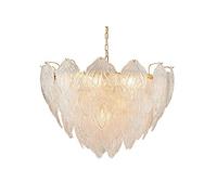 Lustres, Source Lumineuse En Fer Forgé Abat-Jour En Verre de Salon Salle À Manger À Feuilles Led Lumière Chaude Multi-Têtes Maison Hôtel Éclairage Décoratif Plafonnier