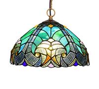 Lustres Style Tiffany De 12 Pouces, Suspension En Vitrail Vert Vintage, Plafonnier LED E27 Réglable En Hauteur Pour Salon, Chambre À Coucher, Salle À Manger
