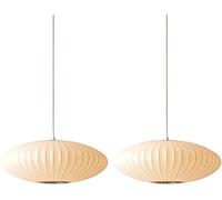 Lustres Suspendus Blancs Modernes Tête Unique Plat Scoop Cocoon Lanterne Suspendue Ronde Restaurant Bulle Soucoupe Lampe Lampe à Suspension Plafond Suspension Éclairage, 2pcs, D: 40CM