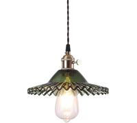 Lustres suspendus lampe, lampes suspendues simples, lampe de plafond pliant vert transparent en verre transparent en verre cuivré E27 Light Source Lighting Fixtures Vêtements Chandelier (Blanc)