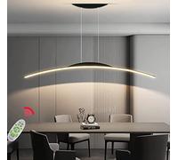 Lustres Table à Manger Suspension LED Lampe Suspendue Moderne Salle à Manger Suspension Dimmable Arc Design Lampe de Cuisine Réglable en Hauteur Bureau Salon Chambre à Coucher Lustre (Noir, L120CM)