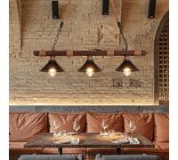 Lustres Vintage Pendentif Rétro Noire Industrielle E27 Réglable En Hauteur Lampe Suspendue Bois Corde De Chanvre Fer Forgé Bar Café Table À Manger Décor Lumière Suspension Abat-jour Plafonnier Noir