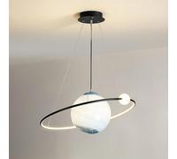 Lustresnsion Led 32 Wpendue En Verre Planet, Moderne Et Créatifnsion À Intensité Variable 3 Couleurs, Réglable En Hauteur Pour Chambres D'Enfants Et Jardins D'Enfants/Noir/A