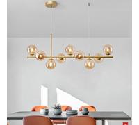 Lustresnsion Linéaire Moderne Dorée - À Longues Bandes de Verre À Bullesndu À 8 Branches Pour Salon, Cuisine, Chambre Et Salle À Manger