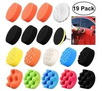 Lustreuse 19Pcs 3Pouces Éponge Polissage Tampons Ensemble De Kit Avec M10 Adaptateur De Forage Pour Polisseuse De Voiture