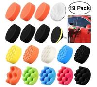 Lustreuse 19Pcs 3Pouces ponge Polissage Tampons Ensemble De Kit Avec M10 Adaptateur De Forage Pour Polisseuse De Voiture