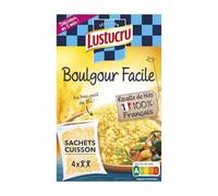 LUSTUCRU - Boulgour Facile Sachets Cuisson - Récolte de Blés 100% Français - Cuisson 5 Minutes en Sachet - Prêt Sans Surveillance - la boite de 4 sachets de 90g - 360g - Le Lot De 4