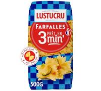 LUSTUCRU - Pâtes Farfalles Léger et Savoureux, Texture Parfaite pour Vos Recettes (500g) - Le Lot De 4