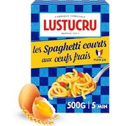 LUSTUCRU - Pâtes spaghetti court oeufs | Onctueuses et savoureuses | Idéales pour vos plats gourmands | la boite de 500 g | LOT DE 4