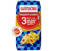 LUSTUCRU - Pâtes spaghetti courts al dente | Onctueuses et savoureuses | Idéales pour vos plats gourmands | le paquet de 500 g | LOT DE 4