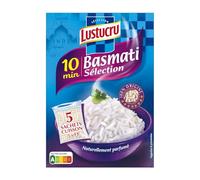 LUSTUCRU - Riz Basmati Sélection - 5 Sachets Cuisson, Naturellement Parfumé - Cuisson Inratable en 10 Minutes - les 5 sachets de 180g - 900g - Le Lot De 4