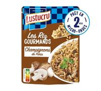 LUSTUCRU - Riz Express aux Champignons de Paris, Repas Prêt en Quelques Minutes (220g) - Le Lot De 4