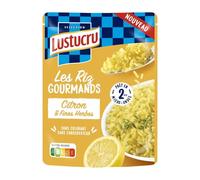 LUSTUCRU - Riz Gourmands Citron & Fines Herbes - Prêt en 2 min Micro-Ondes - Jus et Zeste de Citron, Herbes Aromatiques - Saveur Fraîche - le paquet de 220g - Le Lot De 4