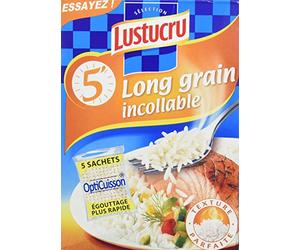 Lustucru Riz Long Grain 5 Minutes Incollable Sachet Cuisson 450 g - Lot de 7
