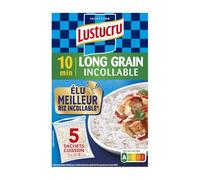 LUSTUCRU SELECTION - Riz long incollable 10min - Sachet Cuisson - Prêt en 10 Minutes - origine Italie - Idéal Repas du Quotidien, Simple et Rapide - les 5 sachets de 180 g - 900g - Le Lot De 4