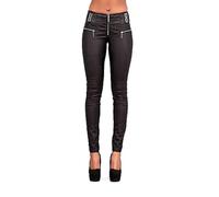 Lusty Chic Pantalon Femme Jean Slim Pantalon en Cuir pour Femmes Skinny Motard Look Cuir (FR/ES, Alpha/Lettres, TG, Taille Normale, Taille Normale, Noir)