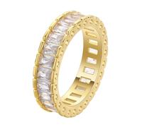 LUTAKU Bague Femme Pleine Pierre Eternité Plaqué Or Zircone Baguette Pleine Incrustation Style Empilable Tendance