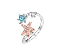 LUTAKU Bague Fidget, Bague de tortue de mer et d'étoile de mer contre l'anxiété pour femmes, Bagues anti-stress à Spinner, Bague ajustable ouverte, Bijoux Fidget pour femmes et fille, Réglable, Métal