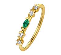 LUTAKU Bague plaquée or 14 carats avec zircon ovale et zircon blanc - Élégance minimaliste