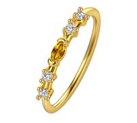 LUTAKU Bague plaquée or 14 carats avec zircon ovale et zircon blanc - Élégance minimaliste