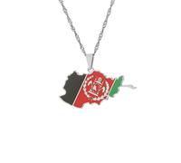 LUTAKU Collier avec pendentif carte afghane et drapeau pour homme et femme, pendentif en forme de carte de l'Afghanistan, accessoires de bijoux en acier inoxydable, Acier inoxydable