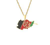 LUTAKU Collier avec pendentif carte afghane et drapeau pour homme et femme, pendentif en forme de carte de l'Afghanistan, accessoires de bijoux en acier inoxydable, Acier inoxydable