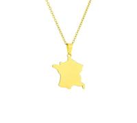 LUTAKU Collier avec pendentif carte de la France pour homme et femme - En acier inoxydable