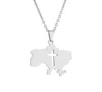 LUTAKU Collier avec pendentif carte de l'Ukraine en acier inoxydable pour homme et femme