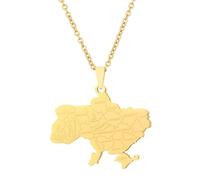 LUTAKU Collier avec pendentif carte de l'Ukraine en acier inoxydable pour homme et femme