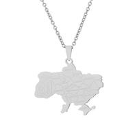 LUTAKU Collier avec pendentif carte de l'Ukraine en acier inoxydable pour homme et femme
