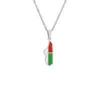 LUTAKU Collier avec pendentif carte de Madagascar et drapeau malgache en acier inoxydable pour homme et femme, Acier inoxydable