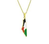 LUTAKU Collier avec pendentif carte d'Israël pour homme et femme, pendentif carte de la Palestine, accessoires de bijoux palestiniens, taille unique, Acier inoxydable, Pas de gemme