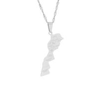 LUTAKU Collier avec pendentif carte du Maroc pour homme et femme - En acier inoxydable, Acier inoxydable