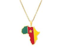 LUTAKU Collier avec pendentif en forme de carte de l'Afrique - En acier inoxydable - Pour homme et femme, Acier inoxydable