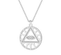 LUTAKU Collier avec pendentif œil de la Providence en Égypte - Pyramide illuminati - Pour homme et femme - Chaîne ras du cou égyptienne, Acier inoxydable, Pas de gemme