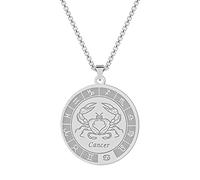 LUTAKU Collier avec pendentif signe du zodiaque pour homme et femme - 12 constellations - Acier inoxydable - Astrologie - Cadeau d'anniversaire, Acier inoxydable