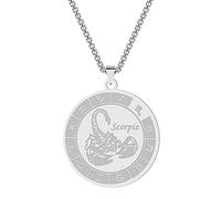 LUTAKU Collier avec pendentif signe du zodiaque pour homme et femme - 12 constellations - Acier inoxydable - Astrologie - Cadeau d'anniversaire, Acier inoxydable