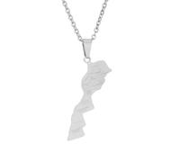 LUTAKU - Collier Carte Du Maroc Pour Femmes Et Hommes, Pendentif Carte Du Maroc En Chaîne, Bijoux En Acier Inoxydable Avec Carte, Acier inoxydable