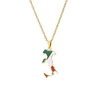 LUTAKU Collier carte et drapeau italiens pour femmes hommes, pendentif collier érythréen, accessoires de bijoux carte italienne en acier inoxydable, Acier inoxydable