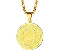 LUTAKU Collier musulman Allah en acier inoxydable Collier arabe Pendentif islamique Shahada Cadeaux islamiques pour femmes et hommes Accessoires Ramadan Aïd