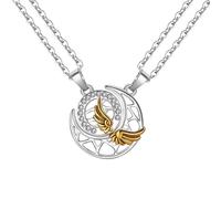 LUTAKU Colliers assortis avec ailes d'ange pour couples Soleil Lune Couture Couple Collier d'amitié Collier magnétique pour petite amie, Acier inoxydable