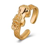 LUTAKU Feng Shui Pixiu Mantra Bague Bouddhiste Bonne Chance Amulette Mantra Double Protection Richesse Amour Santé Bague Cadeau pour Homme Femme, Métal non précieux