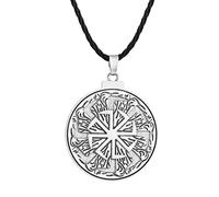 LUTAKU Kolovrat Collier avec pendentif en forme de roue de soleil pour homme Viking Slave, mythologie, chaîne en cuir, amulette de dieu Svarog, Cuir