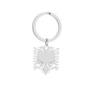 LUTAKU Porte-clés avec pendentif aigle albanais rétro ethnique, porte-clés en acier inoxydable pour femmes, hommes, sacs, sœurs, frères, cadeaux d'anniversaire, Argenté., taille unique