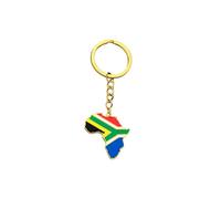 LUTAKU Porte-clés carte africaine 44 styles - Acier inoxydable doré émaillé National Pride accessoire femmes hommes porte-clés sacs porte-clés sœurs frères cadeaux d'anniversaire, Afrique du Sud