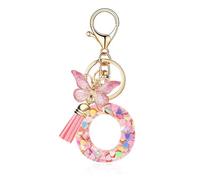 LUTAKU Porte-clés pour fille avec initiales - Rose - Porte-clés papillon - Lettre, Pink-o, taille unique
