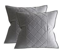 Lutanky Lot de 2 housses de coussin décoratives carrées en velours - Motif patchwork - Pour canapé, chambre à coucher - Accessoires d'intérieur - 45 x 45 cm - Gris