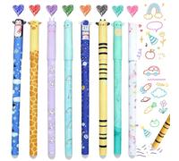 Lutateo Stylos Gel Effaçables, Lot de 8 Erasable Ink Pens, Erasable Gel Pens, Stylo Effacable, Stylos à Bille avec Gomme pour Enlever L'encre sans Consommer la Feuille une Variété de Couleurs D'encre