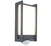LUTEC Applique murale d'extérieur LED Qubo avec détecteur de mouvement, lampe extérieure en aluminium anthracite, applique murale moderne, lampe murale résistante aux intempéries, 13 W, 800 lumens, 3000 K (blanc chaud)